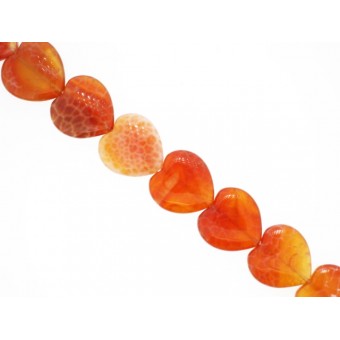 Agate Fire - Heart - 20mm