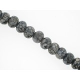 Black Cracked Agate - Faceted Rondel - 14mm Black Cracked Agate - Faceted Rondel - 14mm
