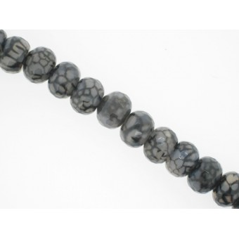Black Cracked Agate - Faceted Rondel - 14mm