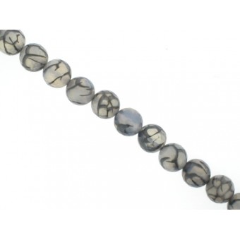 Black Cracked Agate - Faceted Round - 10mm