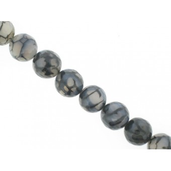 Black Cracked Agate - Faceted Round - 14mm