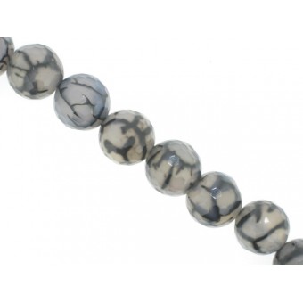 Black Cracked Agate - Faceted Round - 16mm Black Cracked Agate - Faceted Round - 16mm