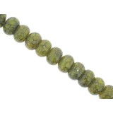 Green Cracked Agate - Faceted Rondel - 14mm Green Cracked Agate - Faceted Rondel - 14mm
