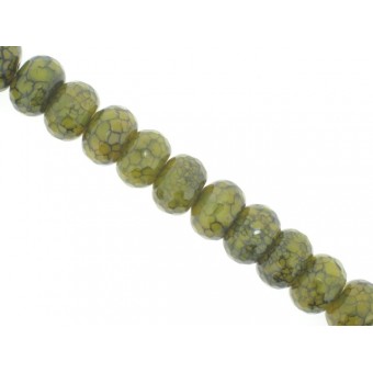 Green Cracked Agate - Faceted Rondel - 14mm